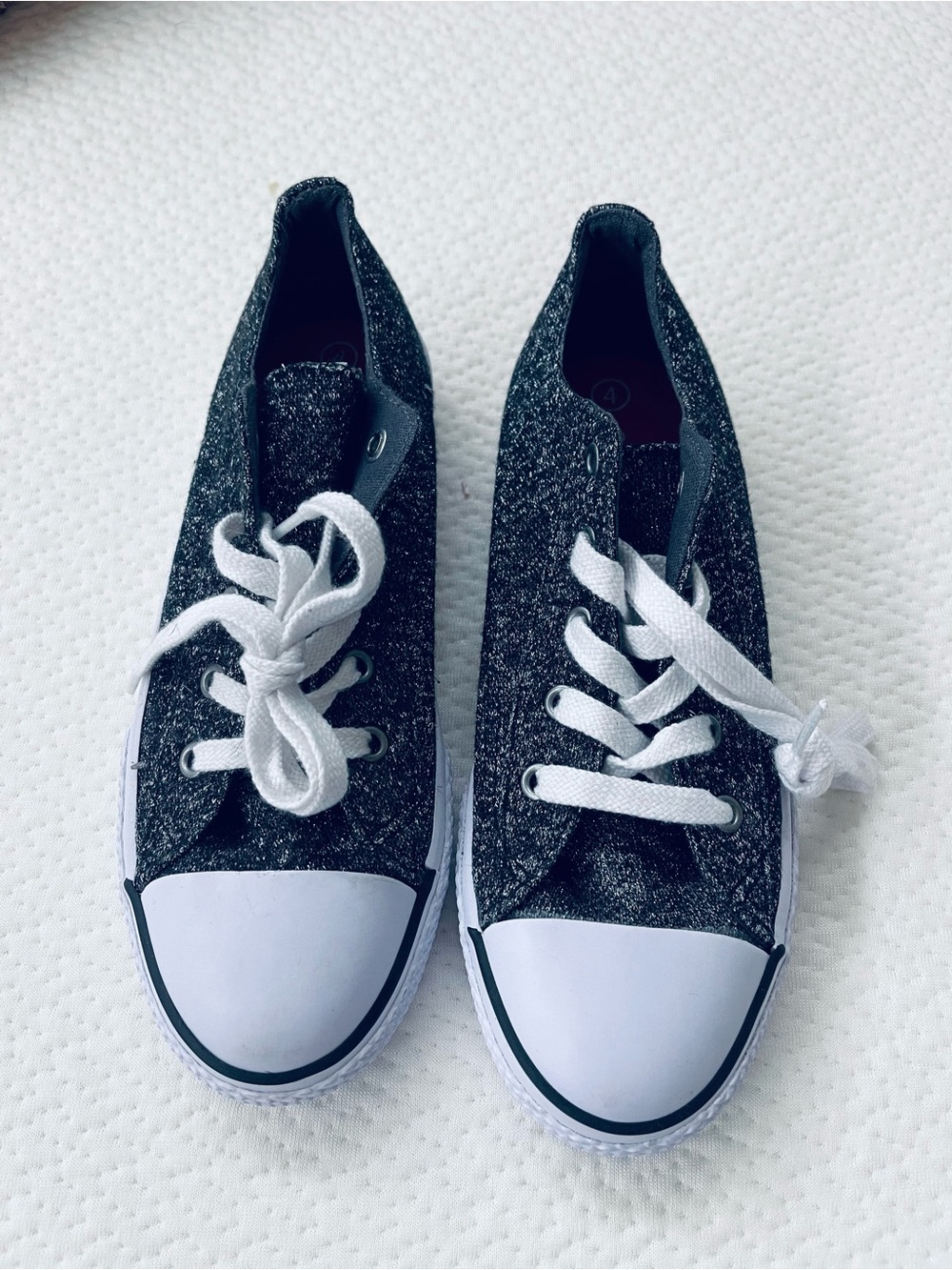 JoJo Siwa Black Glitter Kids Lace-Up Sneakers with White Accents